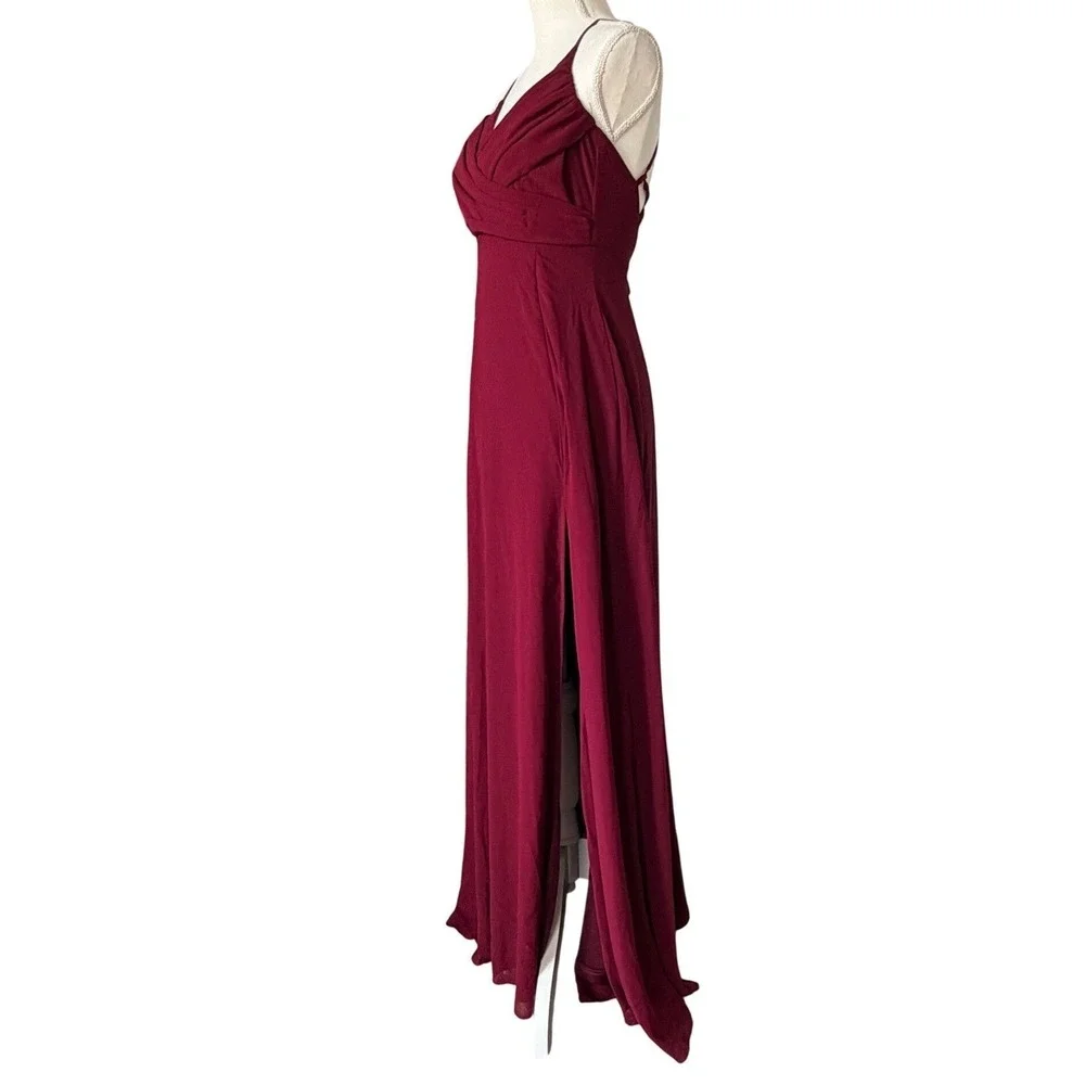 Lulus Burgundy Bridesmaid Maxi Dress Formal Wedding Guest Gown Size 2